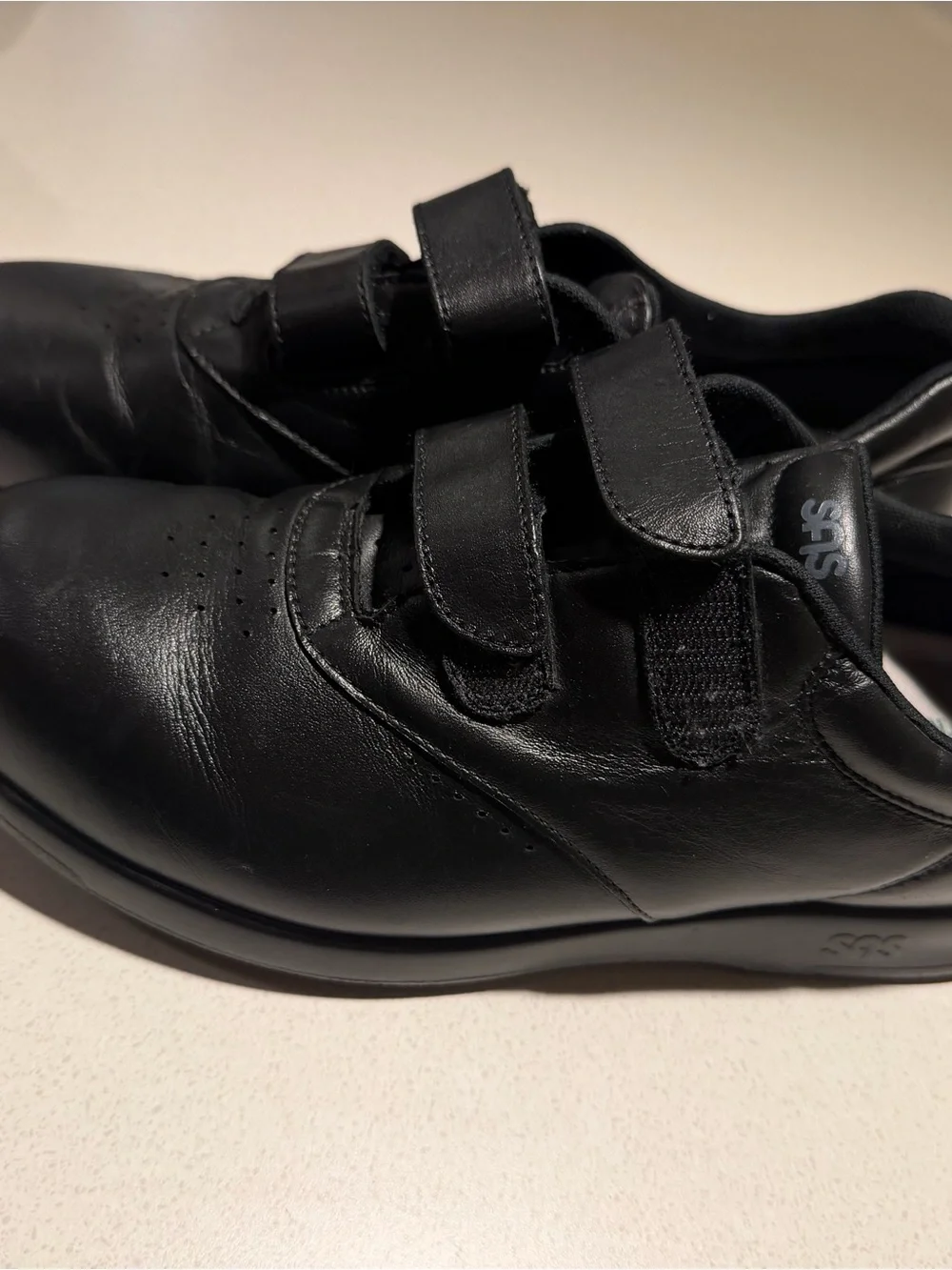 Classic Black Leather Slip-On Loafers with Dual Straps